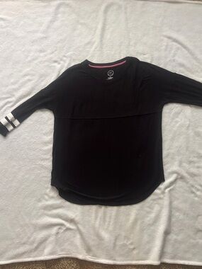 Maurices Black 3/4 Sleeve Tee with White Sleeve Stripes